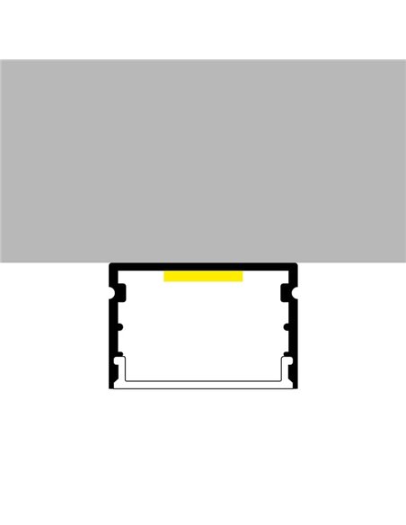 Perfil de superficie aluminio para tiras LED ROK con difusor, tapas y grapas 2 metros, 30x20mm