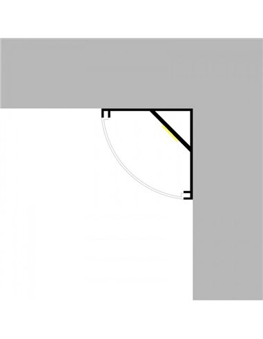 Perfil de aluminio esquina L para tiras LED lacado negro con difusor y grapas 2 metros, 16x16mm