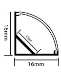 Perfil de aluminio esquina L para tiras LED lacado negro con difusor y grapas 2 metros, 16x16mm
