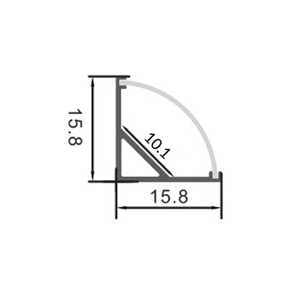 Profilé d'angle en aluminium II pour rubans LED, en aluminium avec diffuseur, embouts et clips, 2 mètres, 15,8 x 15,8 mm