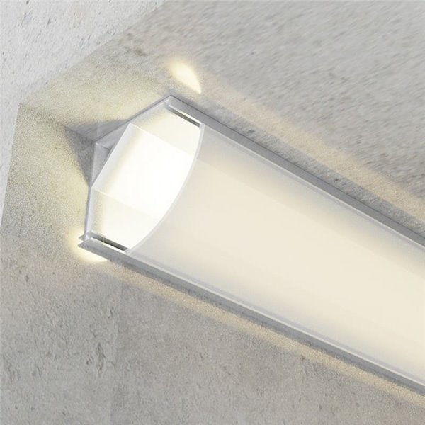 Perfil de aluminio esquina L para tiras LED aluminio con difusor y fijaciones 2 metros, 13x13mm