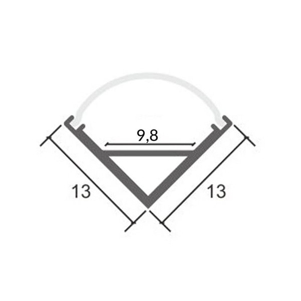 Perfil de aluminio esquina L para tiras LED aluminio con difusor y fijaciones 2 metros, 13x13mm