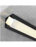 Perfil de aluminio de esquina para tiras LED KOPEP lacado negro con difusor y tapas 2 metros, 19x19mm
