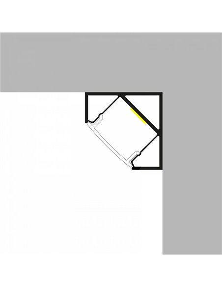 Profilé d'angle KOPEP en aluminium laqué noir pour rubans LED avec diffuseur et embouts, 2 mètres, 19 x 19 mm