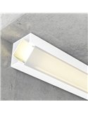 Perfil de aluminio de esquina para tiras LED KOPEP lacado blanco con difusor y tapas 2 metros, 19x19mm