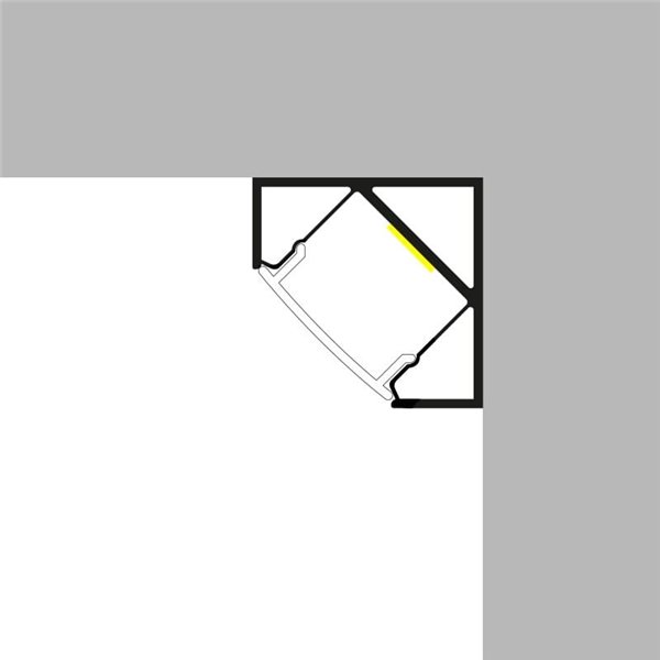 Profilé d'angle KOPEP en aluminium laqué blanc pour rubans LED avec diffuseur et embouts, 2 mètres, 19 x 19 mm