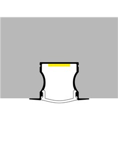 Perfil empotrable para tiras LED U HIGH CON ALAS aluminio con difusor, tapas y grapas 2 metros, 24x14,2mm 2