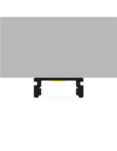 Perfil plano para fitas de LED SID, laqueado branco, com difusor e acessórios, 2 metros, 17,4 x 7 mm