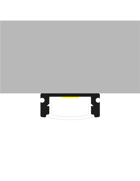 Perfil plano para fitas de LED SID, laqueado branco, com difusor e acessórios, 2 metros, 17,4 x 7 mm