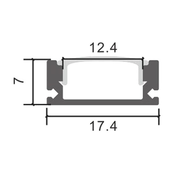 Perfil plano de superficie para tiras LED SID lacado blanco con difusor y accesorios 2 metros, 17,4x7mm
