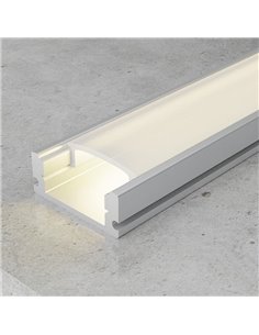 Perfil plano de superficie para tiras LED SID aluminio con difusor y accesorios 2 metros, 17,4x7mm