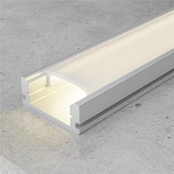 Perfil plano de superficie para tiras LED SID aluminio con difusor y accesorios 2 metros, 17,4x7mm