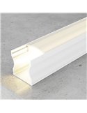 Perfil de alumínio para montagem em superfície, para fitas de LED, com acabamento laqueado branco, com difusor, tampas de extrem