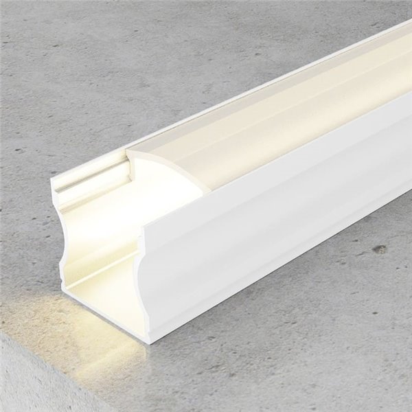 Perfil de aluminio de superficie para tiras LED HIGH lacado blanco con difusor, tapas y grapas 2 metros, 14,4x17,2mm