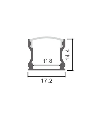 Perfil de aluminio de superficie para tiras LED HIGH lacado blanco con difusor, tapas y grapas 2 metros, 14,4x17,2mm
