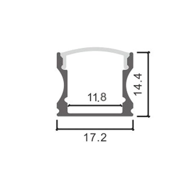 Perfil de aluminio de superficie para tiras LED HIGH lacado blanco con difusor, tapas y grapas 2 metros, 14,4x17,2mm
