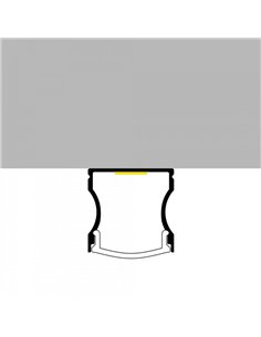 Perfil de aluminio de superficie para tiras LED HIGH lacado negro con difusor, tapas y grapas 2 metros, 14,4x17,2mm 2