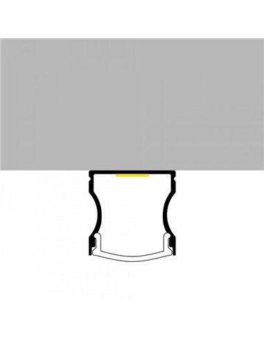 Perfil de aluminio de superficie para tiras LED HIGH lacado negro con difusor, tapas y grapas 2 metros, 14,4x17,2mm