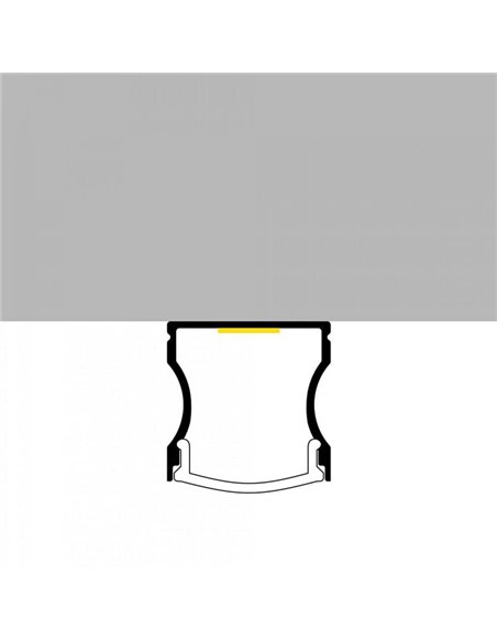 Perfil de aluminio de superficie para tiras LED HIGH lacado negro con difusor, tapas y grapas 2 metros, 14,4x17,2mm