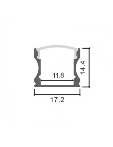Perfil de aluminio de superficie para tiras LED HIGH lacado negro con difusor, tapas y grapas 2 metros, 14,4x17,2mm