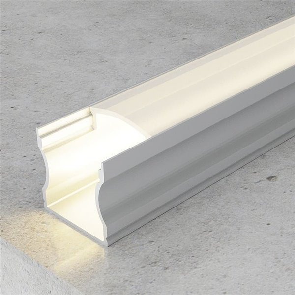 Perfil de aluminio de superficie para tiras LED HIGH aluminio con difusor, tapas y grapas 2 metros, 14,4x17,2mm