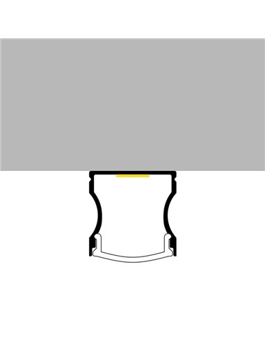 Perfil de aluminio de superficie para tiras LED HIGH aluminio con difusor, tapas y grapas 2 metros, 14,4x17,2mm