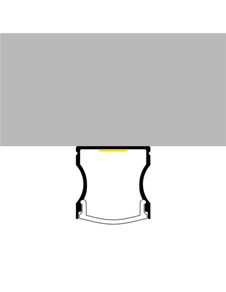 Perfil de aluminio de superficie para tiras LED HIGH aluminio con difusor, tapas y grapas 2 metros, 14,4x17,2mm
