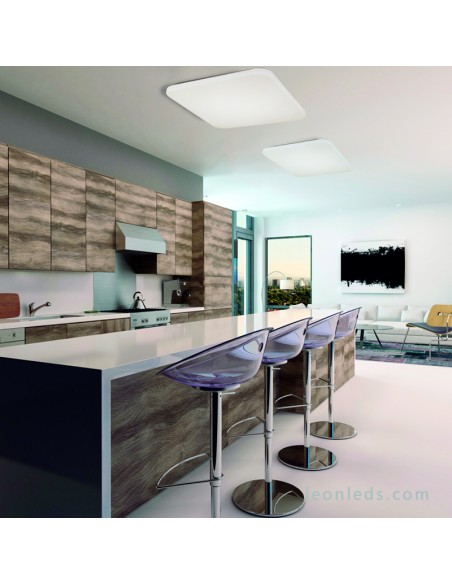 Plafón de Techo cuadrado LED | Plafón de Techo LED para Cocina potente | LeonLeds Iluminación