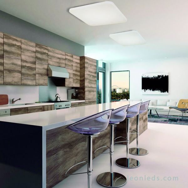 Plafón de Techo cuadrado LED | Plafón de Techo LED para Cocina potente | LeonLeds Iluminación