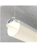 Perfil de aluminio colgante sin canalización DYLAN para tira LED 2 metros y difusor en redondo, H:60mm