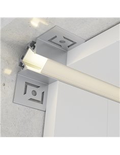 Profilé rond en aluminium PICH pour rubans LED avec diffuseur et 2 embouts, 2 mètres, 41,3 x 41,3 mm