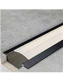 Profilé encastré pour rubans LED, laqué noir, avec diffuseur, embouts et clips, 2 mètres, 24,7 x 7 mm
