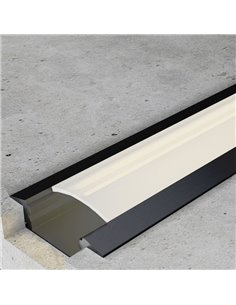 Perfil empotrable para tiras LED SUB lacado negro con difusor, tapas y grapas 2 metros, 24,7x7mm