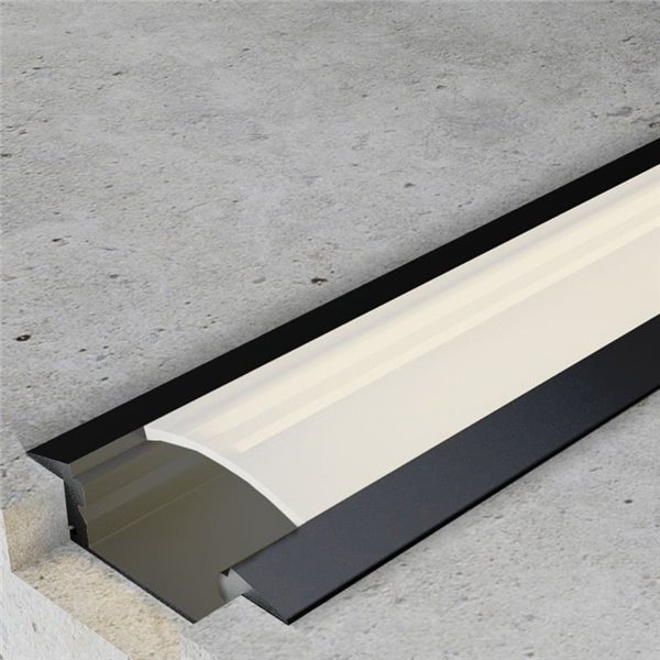 Perfil empotrable para tiras LED SUB lacado negro con difusor, tapas y grapas 2 metros, 24,7x7mm