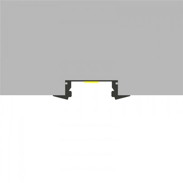 Perfil empotrable para tiras LED SUB lacado blanco con difusor, tapas y grapas 2 metros, 24,7x7mm