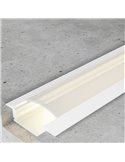 Perfil empotrable para tiras LED SUB lacado blanco con difusor, tapas y grapas 2 metros, 24,7x7mm
