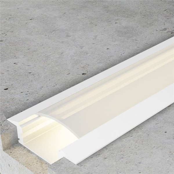 Perfil empotrable para tiras LED SUB lacado blanco con difusor, tapas y grapas 2 metros, 24,7x7mm