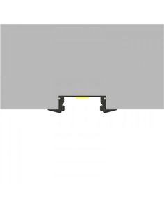 Perfil empotrable para tiras LED SUB aluminio con difusor, tapas y grapas 2 metros, 24,7x7mm 2