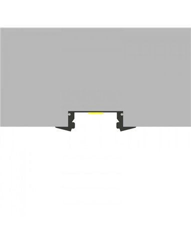 Perfil empotrable para tiras LED SUB aluminio con difusor, tapas y grapas 2 metros, 24,7x7mm