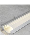 Perfil empotrable para tiras LED SUB aluminio con difusor, tapas y grapas 2 metros, 24,7x7mm