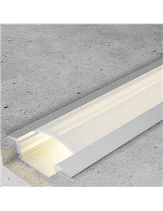 Perfil empotrable para tiras LED SUB aluminio con difusor, tapas y grapas 2 metros, 24,7x7mm