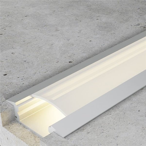 Perfil empotrable para tiras LED SUB aluminio con difusor, tapas y grapas 2 metros, 24,7x7mm