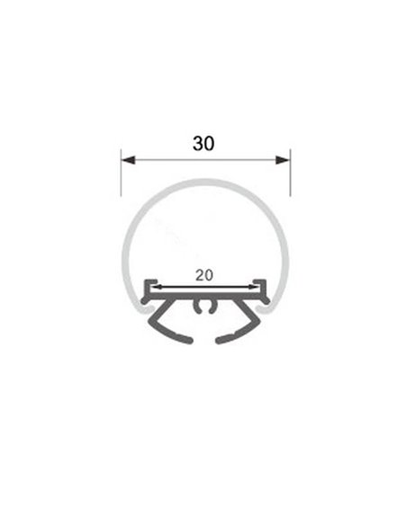 Perfil de aluminio colgante sin canalización DYLAN para tira LED 2 metros y difusor en redondo, H:60mm