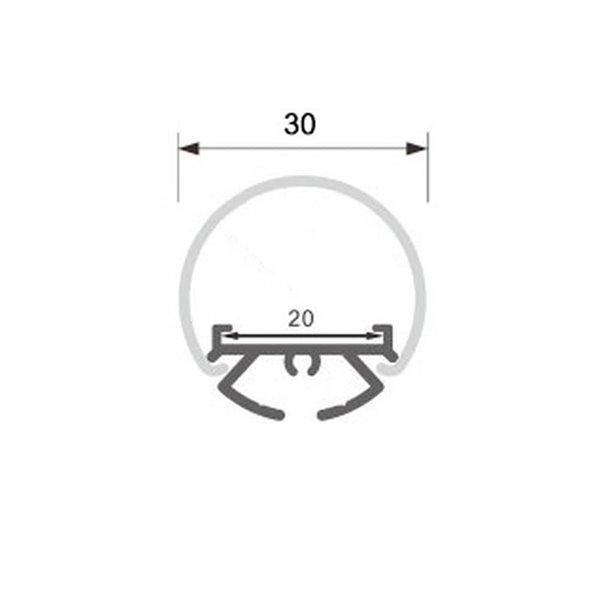 Perfil de aluminio colgante sin canalización DYLAN para tira LED 2 metros y difusor en redondo, H:60mm