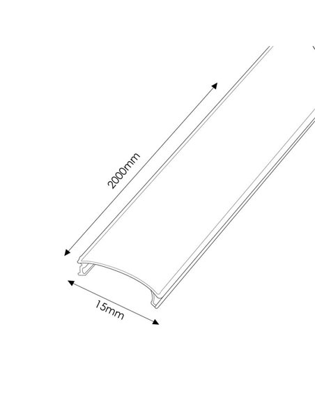 Difusor negro para perfil negro 15 mm para tiras LED (LM3672)