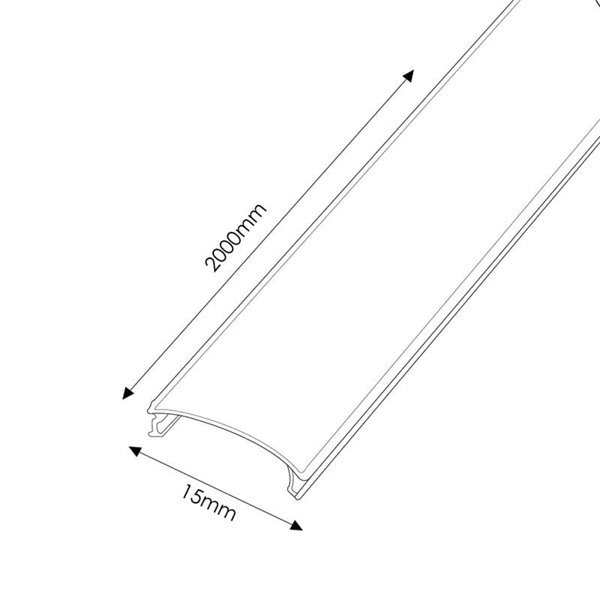 Difusor negro para perfil negro 15 mm para tiras LED (LM3672)