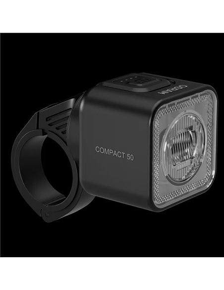 Conjunto de luzes de bicicleta LEDsBIKE COMPACT 50 de 50 lux com USB-C, classificação IP54 e suporte Garmin de 2,2 a 35 mm.