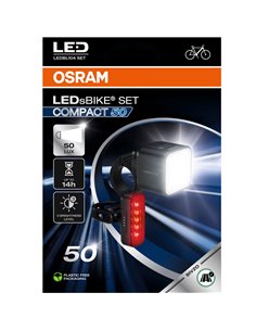 Set de luces para bicicleta LEDsBIKE COMPACT 50 SET 50 lux con USB-C, IP54 y soporte Garmin 2.2–35 mm 2