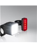 Set de luces para bicicleta LEDsBIKE COMPACT 50 SET 50 lux con USB-C, IP54 y soporte Garmin 2.2–35 mm