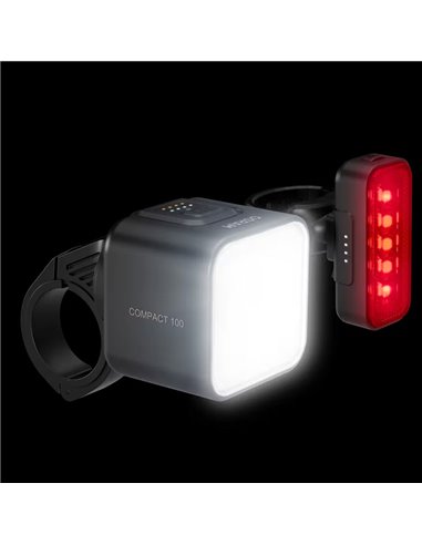 Ensemble de lumières pour vélo LEDsBIKE COMPACT 100 SET 100 lux avec mode auteur, lumière de frein, USB-C et IP54